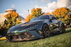 Toyota Supra MK5 A90 A91 3.0 2.0 2020-ON with Aftermarket Parts - "Alerion" Narrow Body Front Bumper & Lip Carbon Fiber / FRP from Robot Craftsman