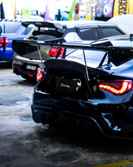 Toyota GT86 86 TRD GT SE Base ZN6 2017 2018 2019 2020 & Scion FR-S FRS ZN6 2013 2014 2015 2016 & BRZ TS Limited Premium ZN6 2013 2014 2015 2016 2017 2018 2019 2020 with Aftermarket Parts - Swan Neck Hammer GT Wing Carbon Fiber / FRP from Robot Craftsman