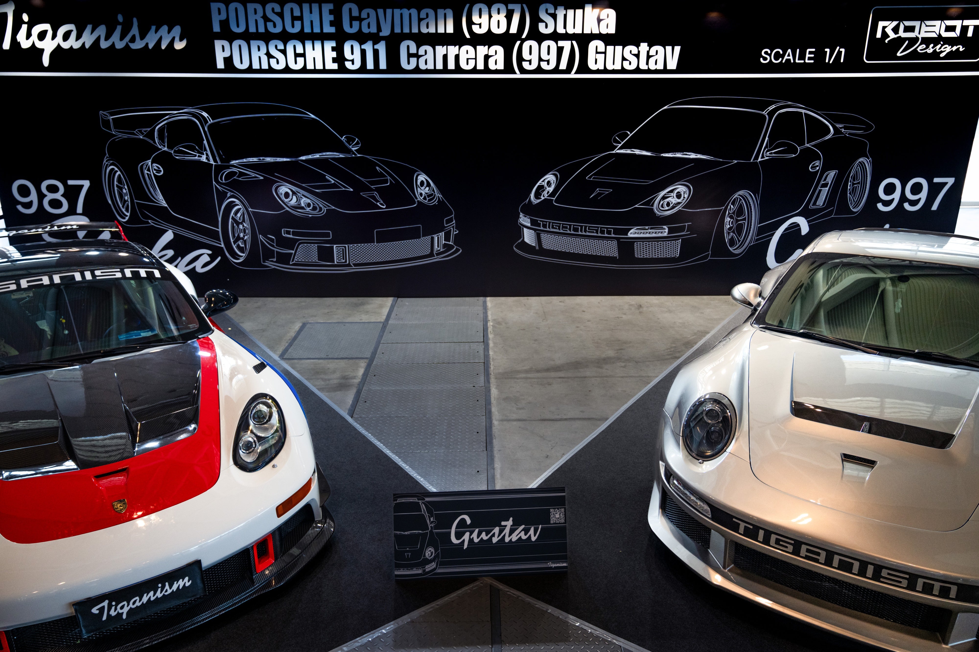 Porsche 911 997.1 997.2 Carrera Base S 2009–2012 (997.1 requires 997.2 taillights) with Robot Craftsman's Aftermarket Parts - Package A "TIGANISM GUSTAV" Carbon Fiber / FRP