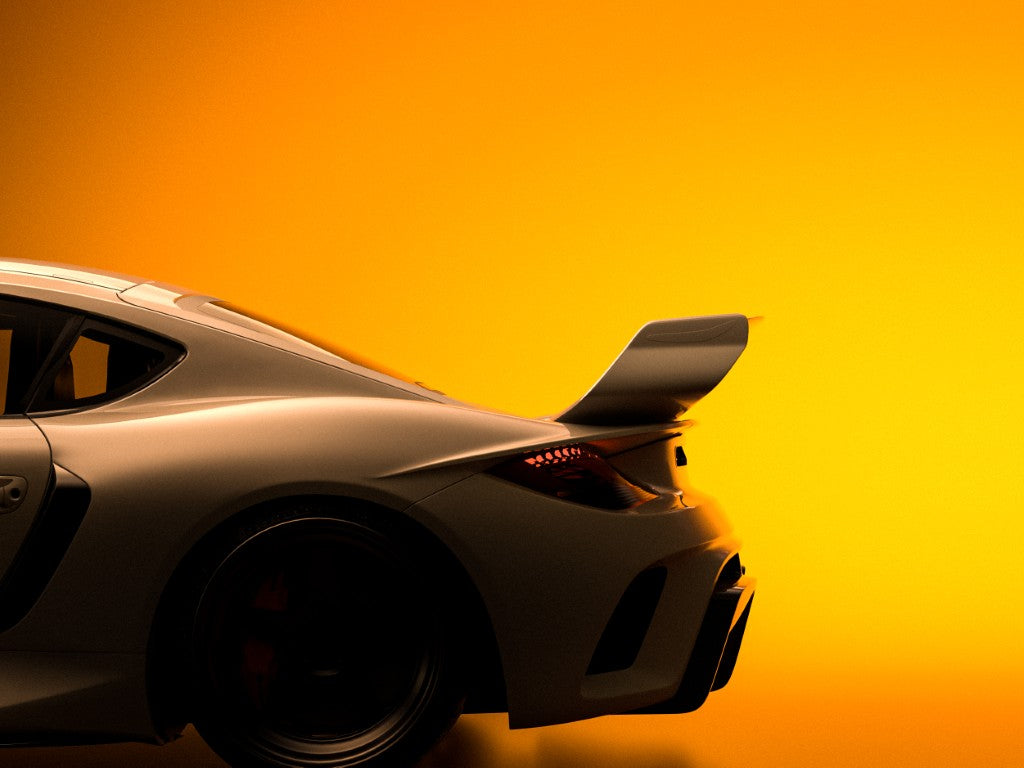 Porsche 987.1 Cayman Base / S 2005 2006 2007 2008 & 987.2 Cayman Base / S / R 2009 2010 2011 2012 with Aftermarket Parts - TITANISM STUKA Spoiler Wing Carbon Fiber / FRP from Robot Craftsman