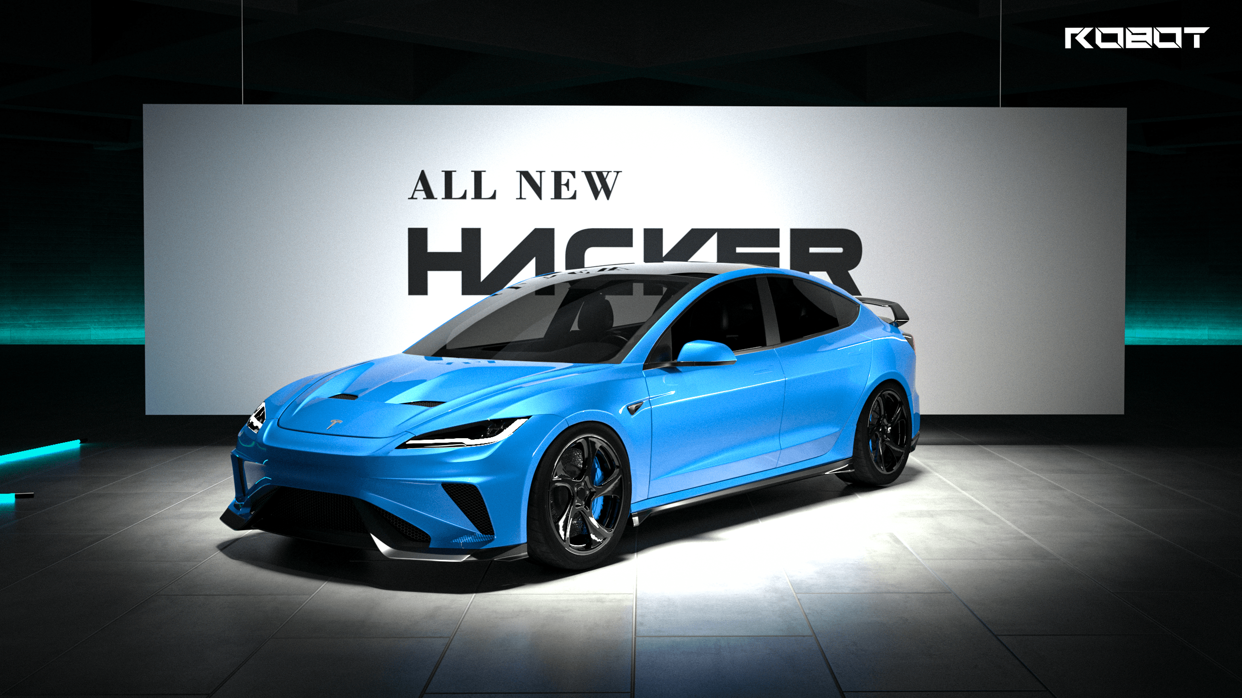 Tesla Model 3 Highland / Performance 2024-ON with Aftermarket Parts - Hacker Rear Wing Carbon Fiber / FRP from Robot Craftsman