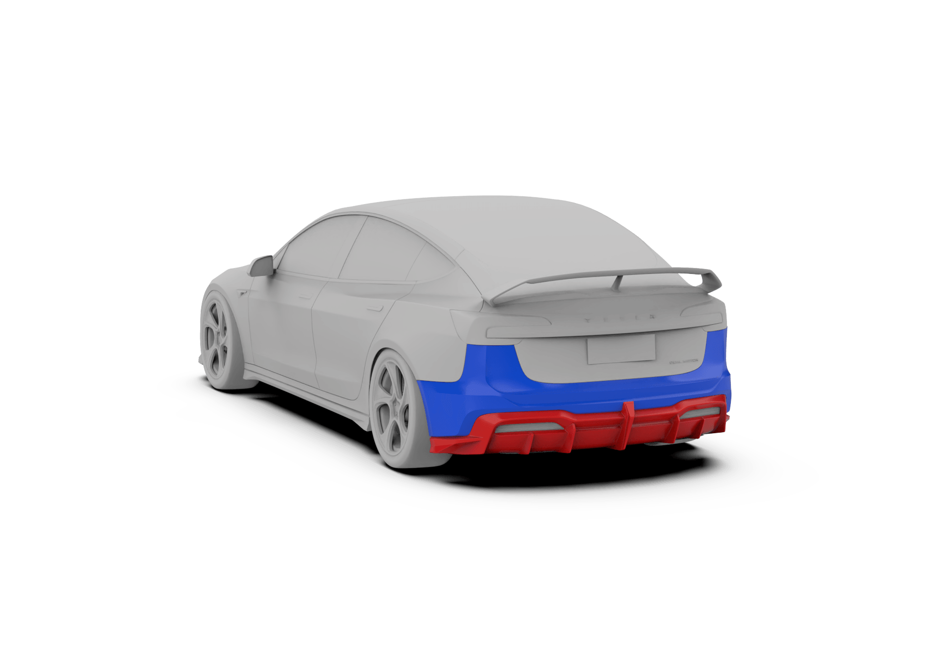 Tesla Model 3 Highland / Performance 2024-ON with Aftermarket Parts - Hacker Narrow Body Rear Bumper & Diffuser Carbon Fiber / FRP from Robot Craftsman