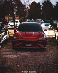 Tesla Model 3 Highland / Performance 2024-ON with Aftermarket Parts - Hacker Narrow Body Front Bumper & Lip Carbon Fiber / FRP from Robot Craftsman