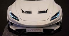 Tesla Model 3 Highland / Performance 2024-ON with Aftermarket Parts - Hacker Widebody Front Bumper & Lip Carbon Fiber / FRP from Robot Craftsman