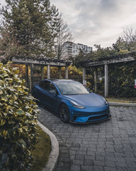Tesla Model 3 Performance Long Range Standard Base 2017 2018 2019 2020 2021 2022 2023 with Aftermarket Parts - Crypton Side Skirts Carbon Fiber / FRP from Robot Craftsman