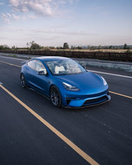 Tesla Model 3 Performance Long Range Standard Base 2017 2018 2019 2020 2021 2022 2023 with Aftermarket Parts - Crypton Side Skirts Carbon Fiber / FRP from Robot Craftsman