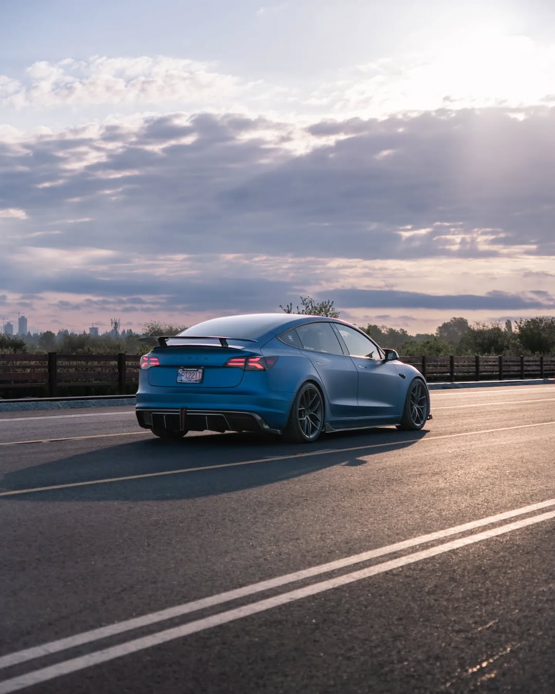 Tesla Model 3 Performance Long Range Standard Base 2017 2018 2019 2020 2021 2022 2023 with Aftermarket Parts - Crypton Rear Bumper & Diffuser Carbon Fiber / FRP from Robot Craftsman
