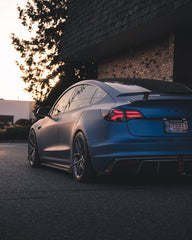 Tesla Model 3 Performance Long Range Standard Base 2017 2018 2019 2020 2021 2022 2023 with Aftermarket Parts - Crypton Side Skirts Carbon Fiber / FRP from Robot Craftsman