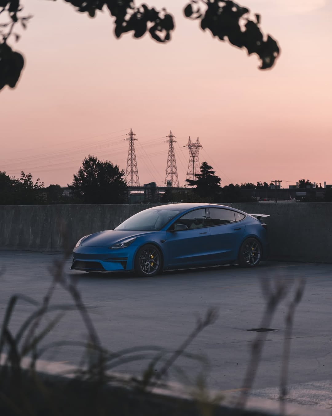 Tesla Model 3 Performance Long Range Standard Base 2017 2018 2019 2020 2021 2022 2023 with Aftermarket Parts - Crypton Side Skirts Carbon Fiber / FRP from Robot Craftsman
