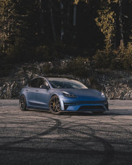Tesla Model 3 Performance Long Range Standard Base 2017 2018 2019 2020 2021 2022 2023 with Aftermarket Parts - Crypton Side Skirts Carbon Fiber / FRP from Robot Craftsman