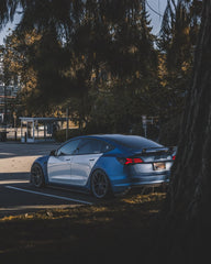 Tesla Model 3 Performance Long Range Standard Base 2017 2018 2019 2020 2021 2022 2023 with Aftermarket Parts - Crypton Side Skirts Carbon Fiber / FRP from Robot Craftsman