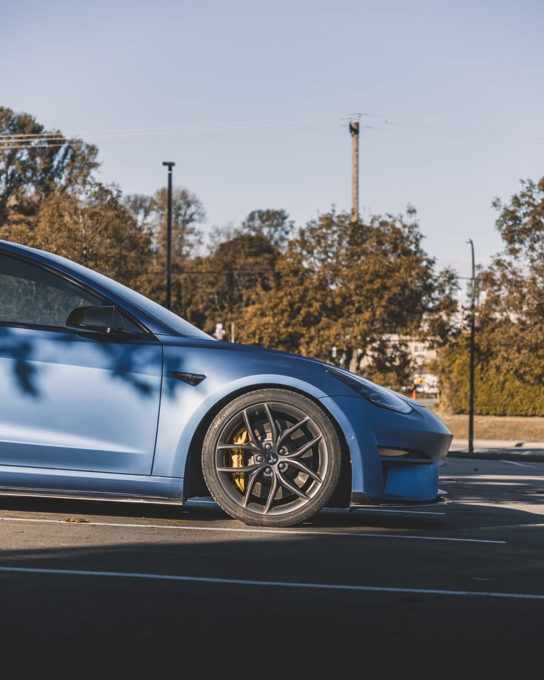Tesla Model 3 Performance Long Range Standard Base 2017 2018 2019 2020 2021 2022 2023 with Aftermarket Parts - Crypton Side Skirts Carbon Fiber / FRP from Robot Craftsman