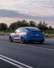 Tesla Model 3 Performance Long Range Standard Base 2017 2018 2019 2020 2021 2022 2023 with Aftermarket Parts - Crypton Rear Bumper & Diffuser Carbon Fiber / FRP from Robot Craftsman