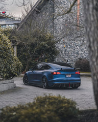 Tesla Model 3 Performance Long Range Standard Base 2017 2018 2019 2020 2021 2022 2023 with Aftermarket Parts - Crypton Rear Bumper & Diffuser Carbon Fiber / FRP from Robot Craftsman