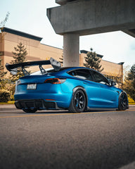 Tesla Model 3 Performance Long Range Standard Base 2017 2018 2019 2020 2021 2022 2023 with Aftermarket Parts - "Hacker" V2 GT Rear Spoiler Wing Carbon Fiber / FRP from Robot Craftsman