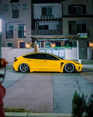 Tesla Model 3 Performance Long Range Standard Base 2017 2018 2019 2020 2021 2022 2023 with Aftermarket Parts - "Hacker" Widebody Wheel Arches & Side Skirts Carbon Fiber / FRP from Robot Craftsman