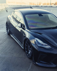 Tesla Model 3 Performance Long Range Standard Base 2017 2018 2019 2020 2021 2022 2023 with Aftermarket Parts - "Hacker" V2 GT Rear Spoiler Wing Carbon Fiber / FRP from Robot Craftsman