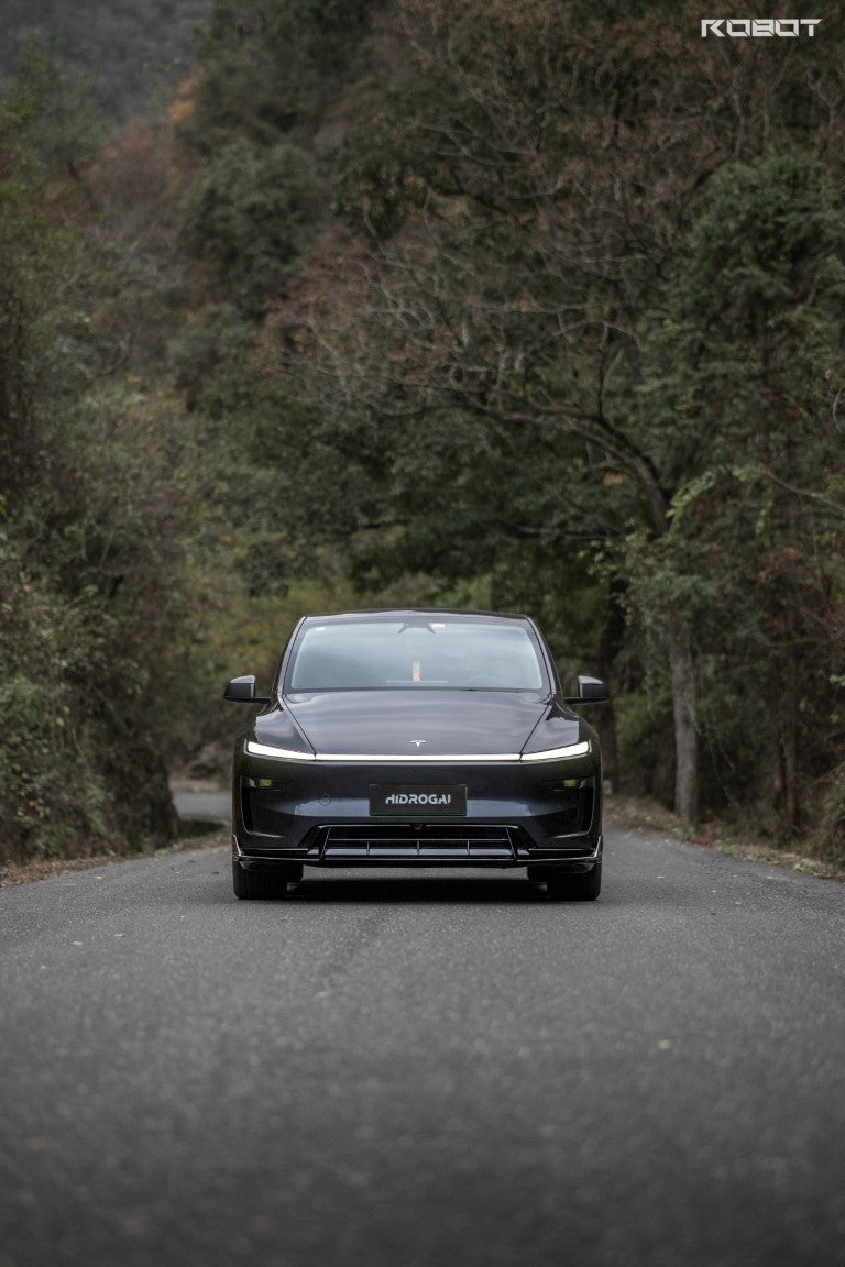 Tesla Model Y Juniper 2026-ON with Aftermarket Parts - HIDROGAI Front Lip Carbon Fiber / FRP