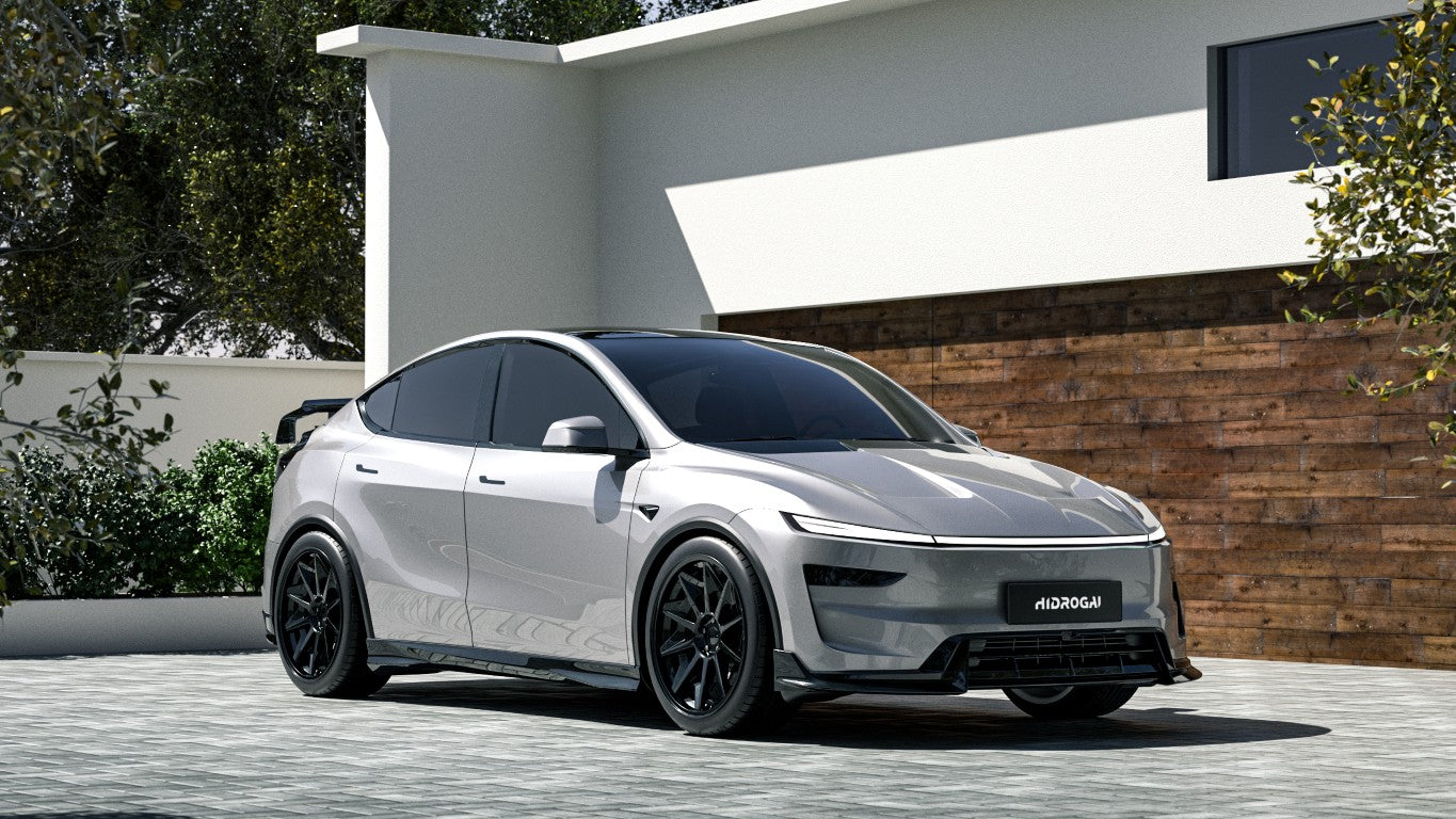 Tesla Model Y Juniper 2026-ON with Aftermarket Parts - HIDROGAI Front Lip Carbon Fiber / FRP
