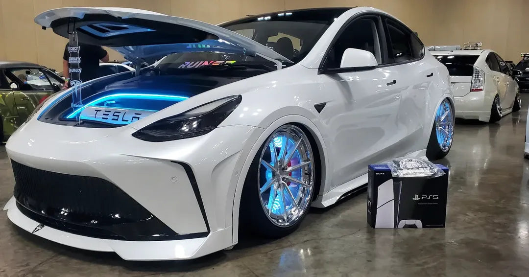 Tesla Model Y Performance AWD Long Range RWD Standard 2020 2021 2023 2024 with Aftermarket Parts - "CRYPTON" Hood Carbon Fiber / FRP from Robot Craftsman