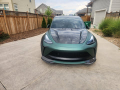 Tesla Model Y Performance AWD Long Range RWD Standard 2020 2021 2023 2024 with Aftermarket Parts - "STARSHIP" Stage 1 Corner Lip (2 pcs) & Stage 2 Corner Lip (4 pcs)  Front Bumper Carbon Fiber / FRP / PP from Robot Craftsman