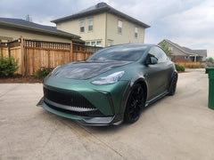 Tesla Model Y Performance AWD Long Range RWD Standard 2020 2021 2023 2024 with Aftermarket Parts - "STARSHIP" Stage 1 Corner Lip (2 pcs) & Stage 2 Corner Lip (4 pcs)  Front Bumper Carbon Fiber / FRP / PP from Robot Craftsman