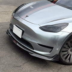 Tesla Model Y Performance AWD Long Range RWD Standard 2020 2021 2023 2024 with Aftermarket Parts - "CRYPTON" Front Lip Carbon Fiber / FRP from Robot Craftsman