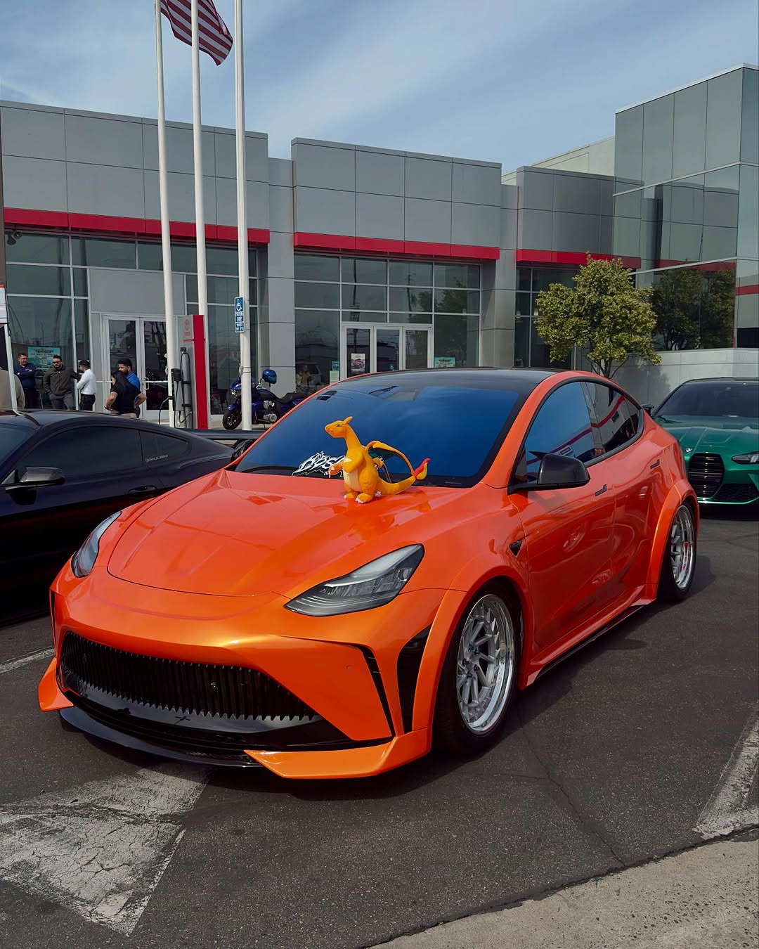 Tesla Model Y Performance AWD Long Range RWD Standard 2020 2021 2023 2024 with Aftermarket Parts - "CRYPTON" Hood Carbon Fiber / FRP from Robot Craftsman