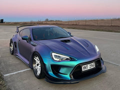 Toyota GT86 86 TRD GT SE Base ZN6 2017 2018 2019 2020 & Scion FR-S FRS ZN6 2013 2014 2015 2016 & BRZ TS Limited Premium ZN6 2013 2014 2015 2016 2017 2018 2019 2020 (compatible with ROBOT widebody kit) with Aftermarket Parts - Front Fenders Replacement & Rear Quarter Fender Flares & Side Skirts Carbon Fiber / FRP from Robot Craftsman