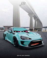 Toyota GT86 86 TRD GT SE Base ZN6 2017 2018 2019 2020 & Scion FR-S FRS ZN6 2013 2014 2015 2016 & BRZ TS Limited Premium ZN6 2013 2014 2015 2016 2017 2018 2019 2020 (compatible with ROBOT widebody kit) with Aftermarket Parts - Front Fenders Replacement & Rear Quarter Fender Flares & Side Skirts Carbon Fiber / FRP from Robot Craftsman