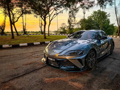 Toyota Supra MK5 A90 A91 3.0 2.0 2020 2021 2022 2023 2024 with Aftermarket Parts - "Alerion" Narrow Body Front Bumper & Lip Carbon Fiber / FRP from Robot Craftsman