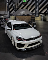 Volkswagen Golf R GTI Base MK7 MK7.5 2015 2016 2017 2018 2019 2020 2021 with Aftermarket Parts - Front Grill Replacement & ROBOT emblem cover Carbon Fiber / FRP from Robot Craftsman