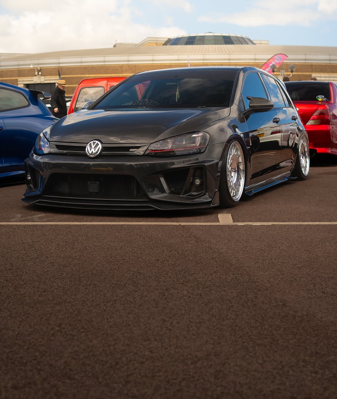 Volkswagen Golf R GTI Base MK7 MK7.5 2015 2016 2017 2018 2019 2020 2021 & Golf R GTI Base MK7 2015 2016 2017 & Golf R GTI Base MK7.5 2018 2019 2020 2021 with Aftermarket Parts - Front Lip & Front Bumper Carbon Fiber / FRP from Robot Craftsman