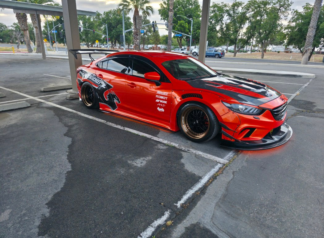 Mazda6 Sport Grand Touring Singature Carbon Edition 2014 2015 2016 2017 (suitable to be installed with ROBOT CRAFTASTMAN widebody kit) with Aftermarket Parts - Widebody Front Bumper Canards Carbon Fiber / FRP from Robot Craftsman