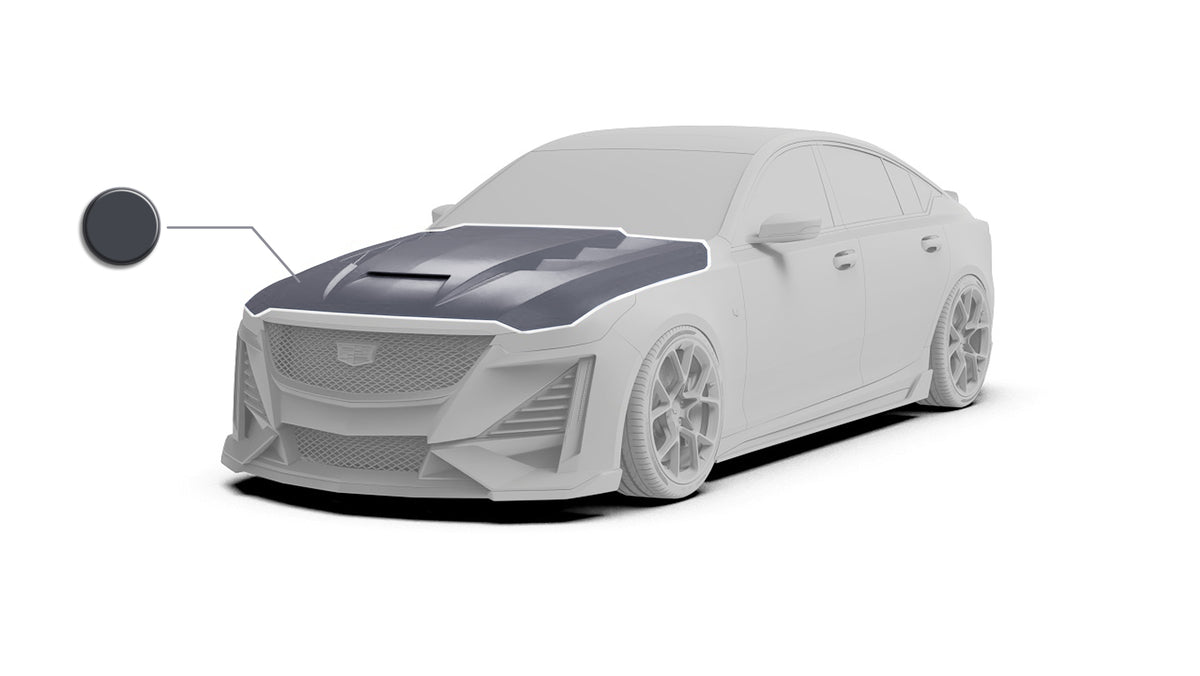 Cadillac CT5 CT5-V Blackwing Sport Premium Luxury Base 2020 2021 2022 2023 2024 with Aftermarket Parts - "PRISM" Hood Bonnet Carbon Fiber / FRP from Robot Craftsman