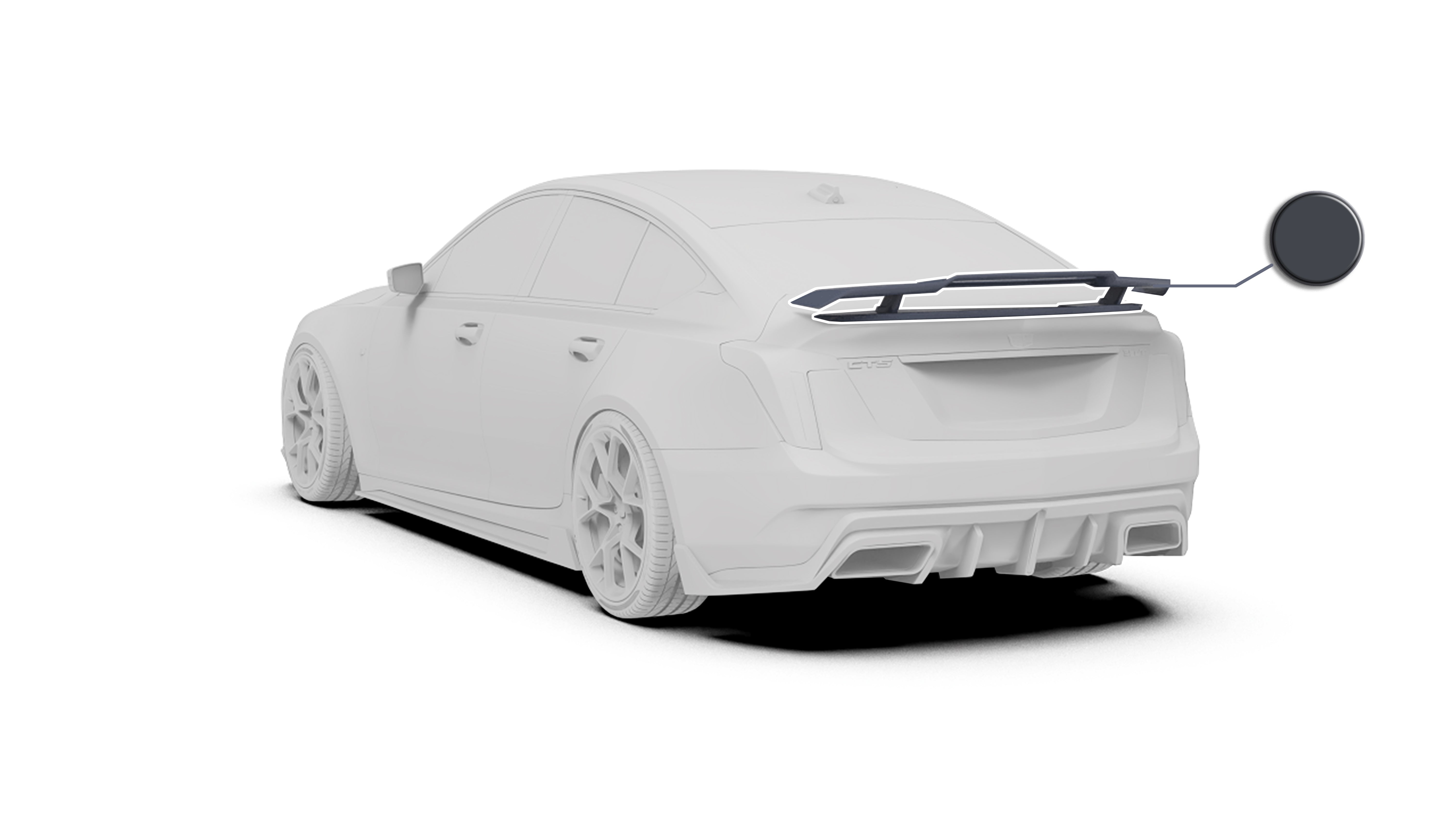 Cadillac CT5 CT5-V Blackwing Sport Premium Luxury Base 2020 2021 2022 2023 2024 with Aftermarket Parts - PRISM Rear GT Wing Carbon Fiber / FRP from Robot Craftsman