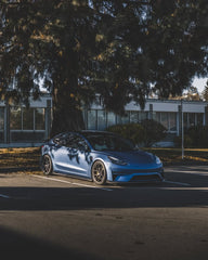 Tesla Model 3 Performance Long Range Standard Base 2017 2018 2019 2020 2021 2022 2023 with Aftermarket Parts - Crypton Front Bumper & Lip Carbon Fiber / FRP from Robot Craftsman