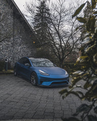 Tesla Model 3 Performance Long Range Standard Base 2017 2018 2019 2020 2021 2022 2023 with Aftermarket Parts - Crypton Front Bumper & Lip Carbon Fiber / FRP from Robot Craftsman