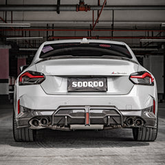 BMW 2 Series M240i G42 2022 2023 2024 with Aftermarket Parts - Rear Bumper Lower Canards Trim Pre-preg Carbon Fiber from SOOQOO USA