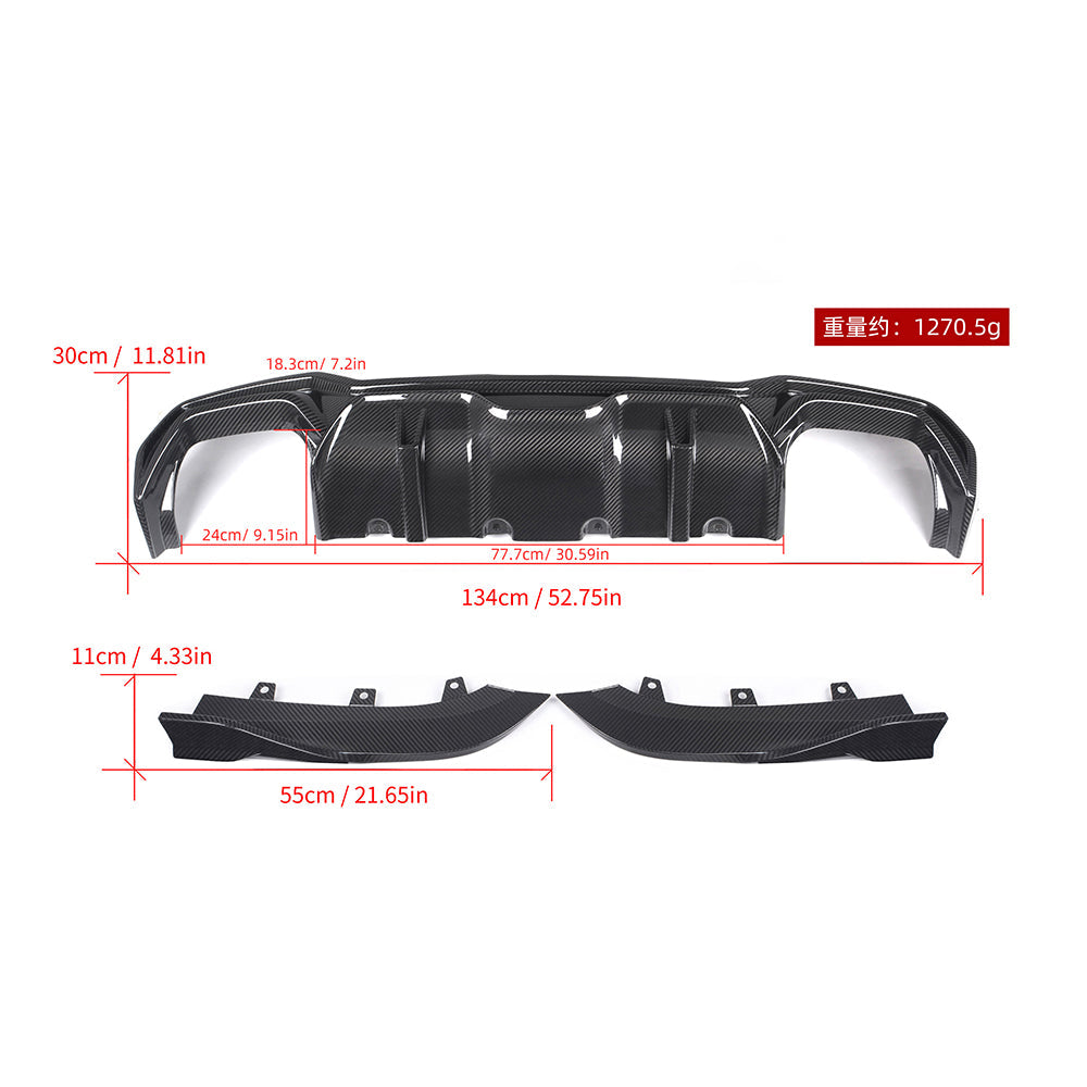 BMW 4 Series M440i 430i G22 G23 2020 2021 2022 2023 2024 with Aftermarket Parts - Rear Diffuser & Canards?Pre-preg Carbon Fiber from SOOQOO USA