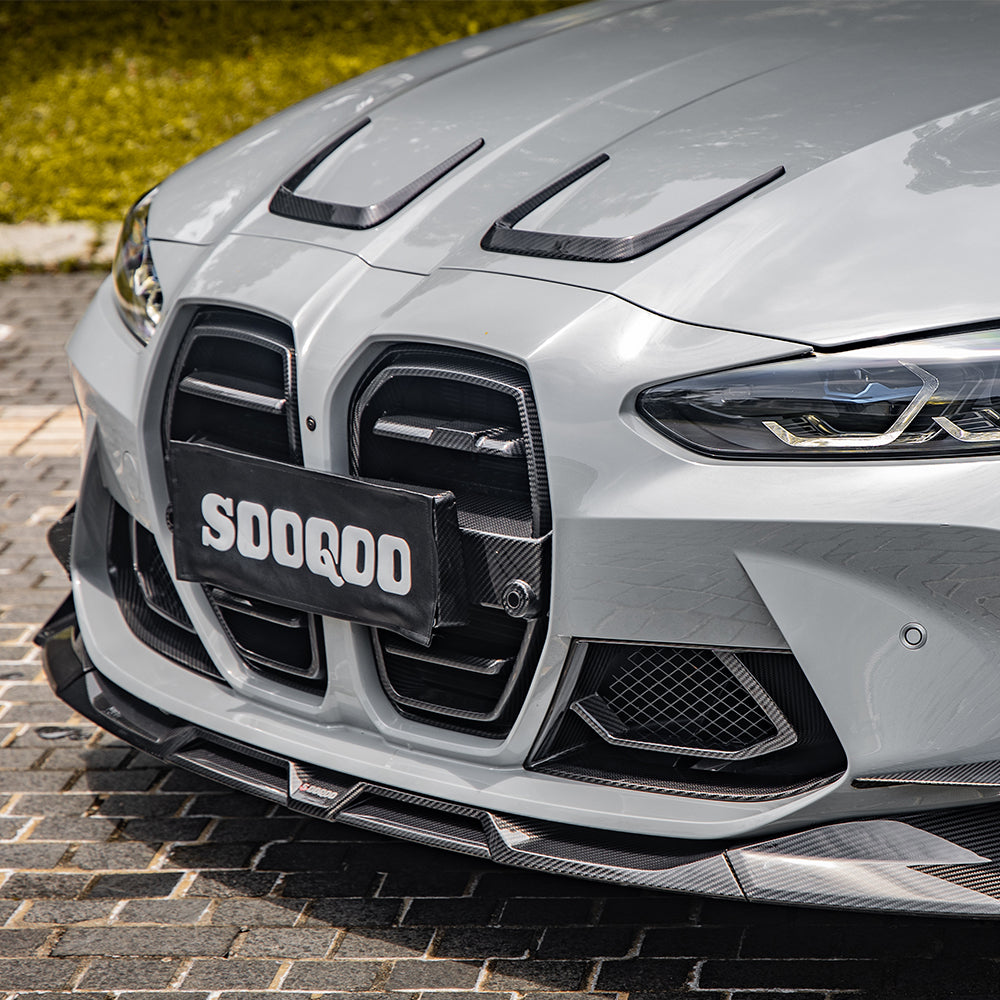 BMW M3 G80 G81 2021 2022 2023 2024 & M4 G82 G83 2021 2022 2023 2024 with Aftermarket Parts - Hood Vent X Style Trim?Pre-preg Carbon Fiber from SOOQOO USA