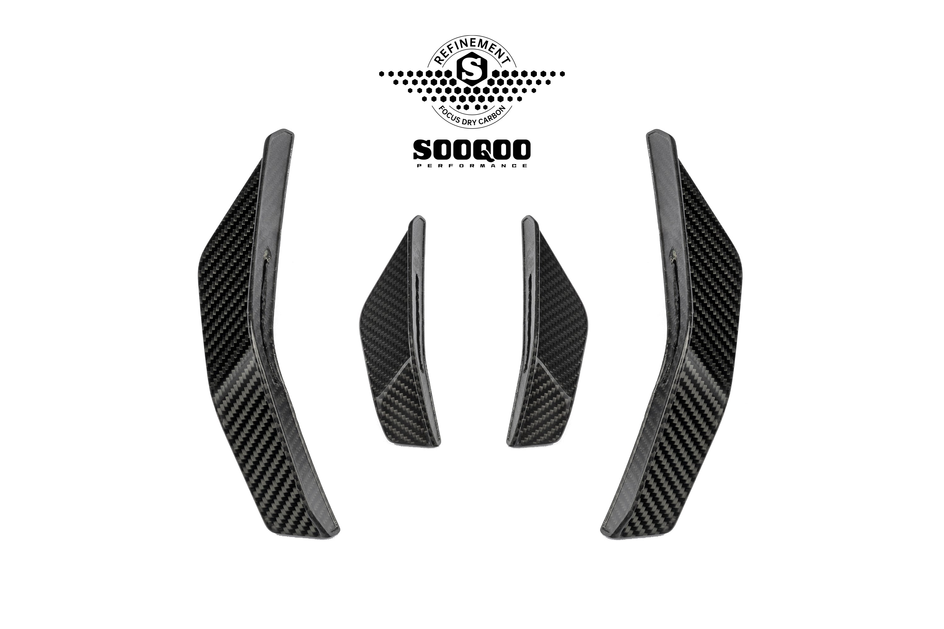 Audi RS3 8Y.5 Facelift 2025-ON with Aftermarket Parts - Front Canards Dry Pre-preg Carbon Fiber from SOOQOO USA