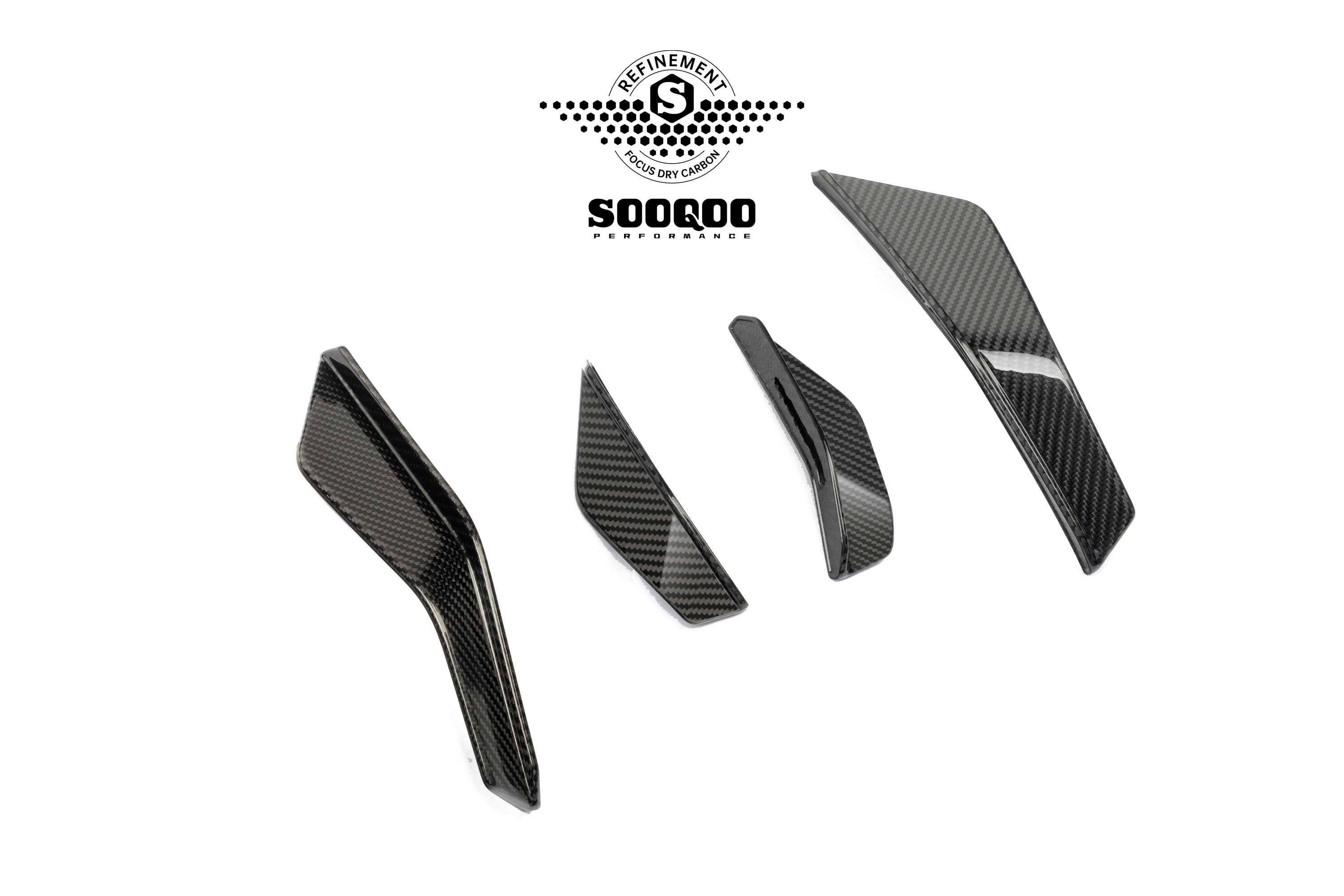 Audi RS3 8Y.5 Facelift 2025-ON with Aftermarket Parts - Front Canards Dry Pre-preg Carbon Fiber from SOOQOO USA
