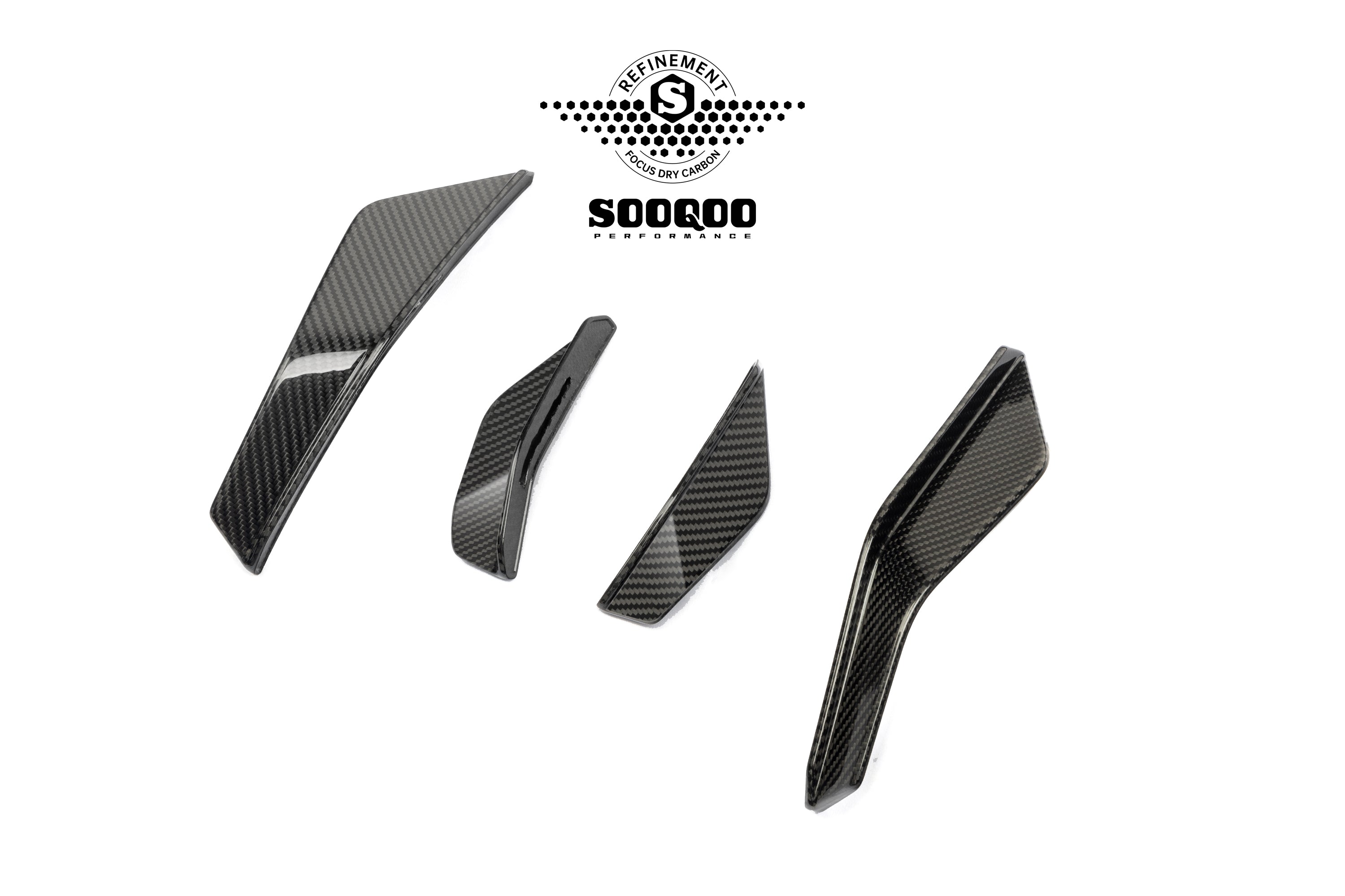 Audi RS3 8Y.5 Facelift 2025-ON with Aftermarket Parts - Front Canards Dry Pre-preg Carbon Fiber from SOOQOO USA