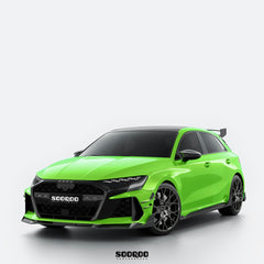 Audi RS3 8Y.5 Facelift 2025-ON with Aftermarket Parts - Front Canards Dry Pre-preg Carbon Fiber from SOOQOO USA