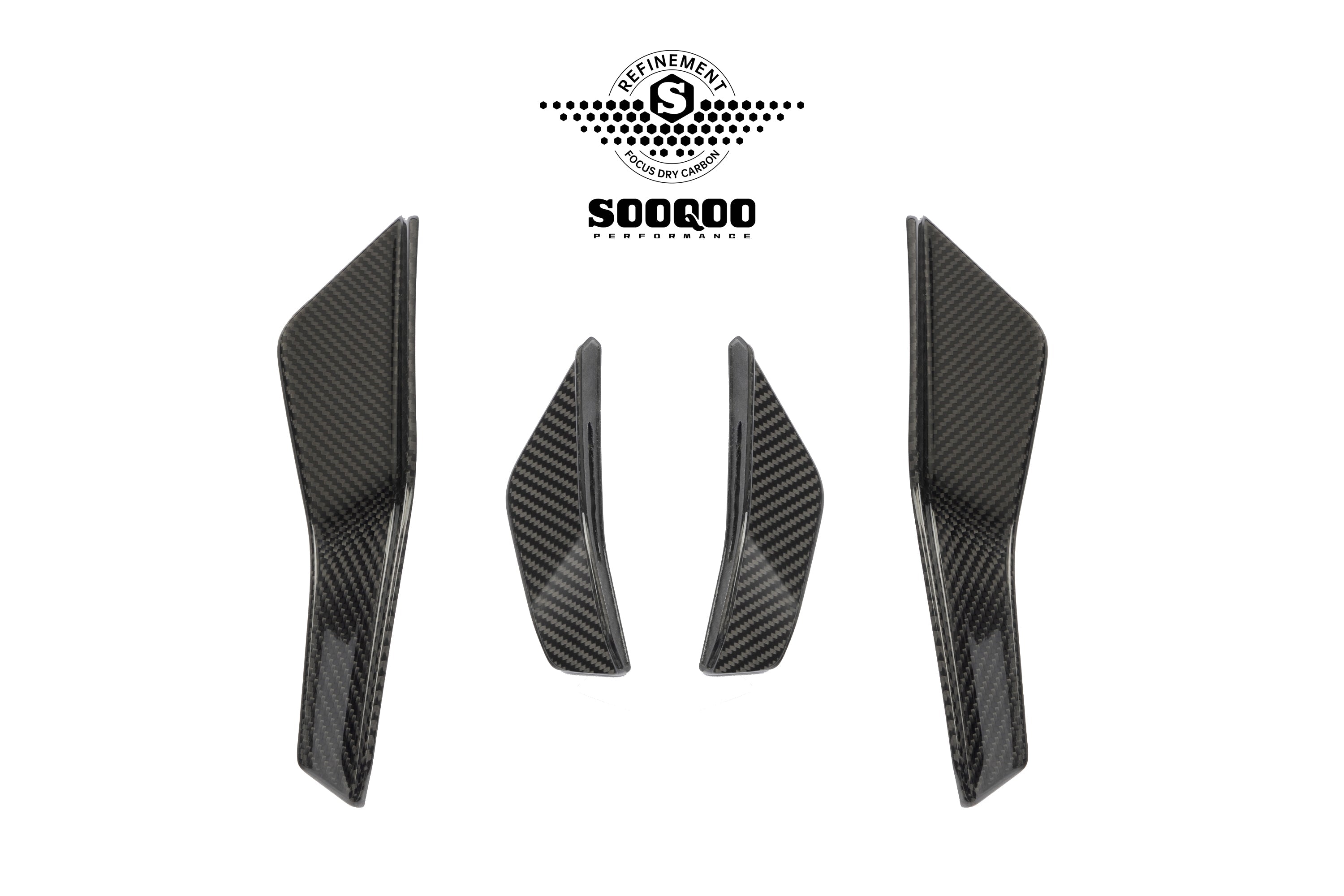 Audi RS3 8Y.5 Facelift 2025-ON with Aftermarket Parts - Front Canards Dry Pre-preg Carbon Fiber from SOOQOO USA