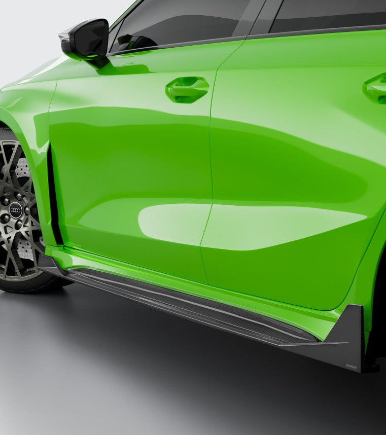 Audi RS3 8Y.5 Facelift 2025-ON with Aftermarket Parts - Side Skirts Dry Pre-preg Carbon Fiber from SOOQOO USA