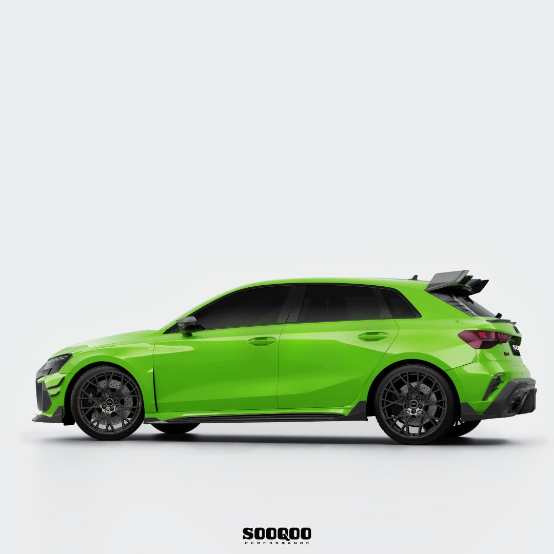 Audi RS3 8Y.5 Facelift 2025-ON with Aftermarket Parts - Side Skirts Dry Pre-preg Carbon Fiber from SOOQOO USA