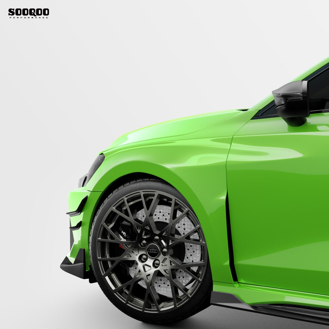Audi RS3 8Y.5 Facelift 2025-ON with Aftermarket Parts - V1 Style Front Lip Dry Pre-preg Carbon Fiber from SOOQOO USA