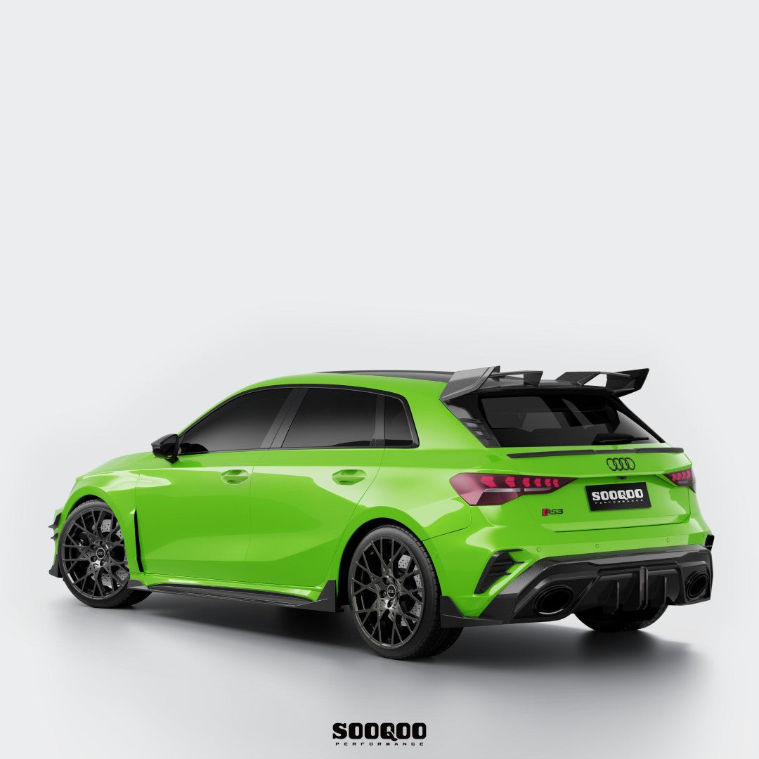 Audi RS3 8Y.5 Facelift 2025-ON with Aftermarket Parts - Rear Diffuser Dry Pre-preg Carbon Fiber from SOOQOO USA